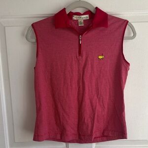 Masters Magnolia Lane Quarter Zip Sleeveless Polo Red White Stripe size Small